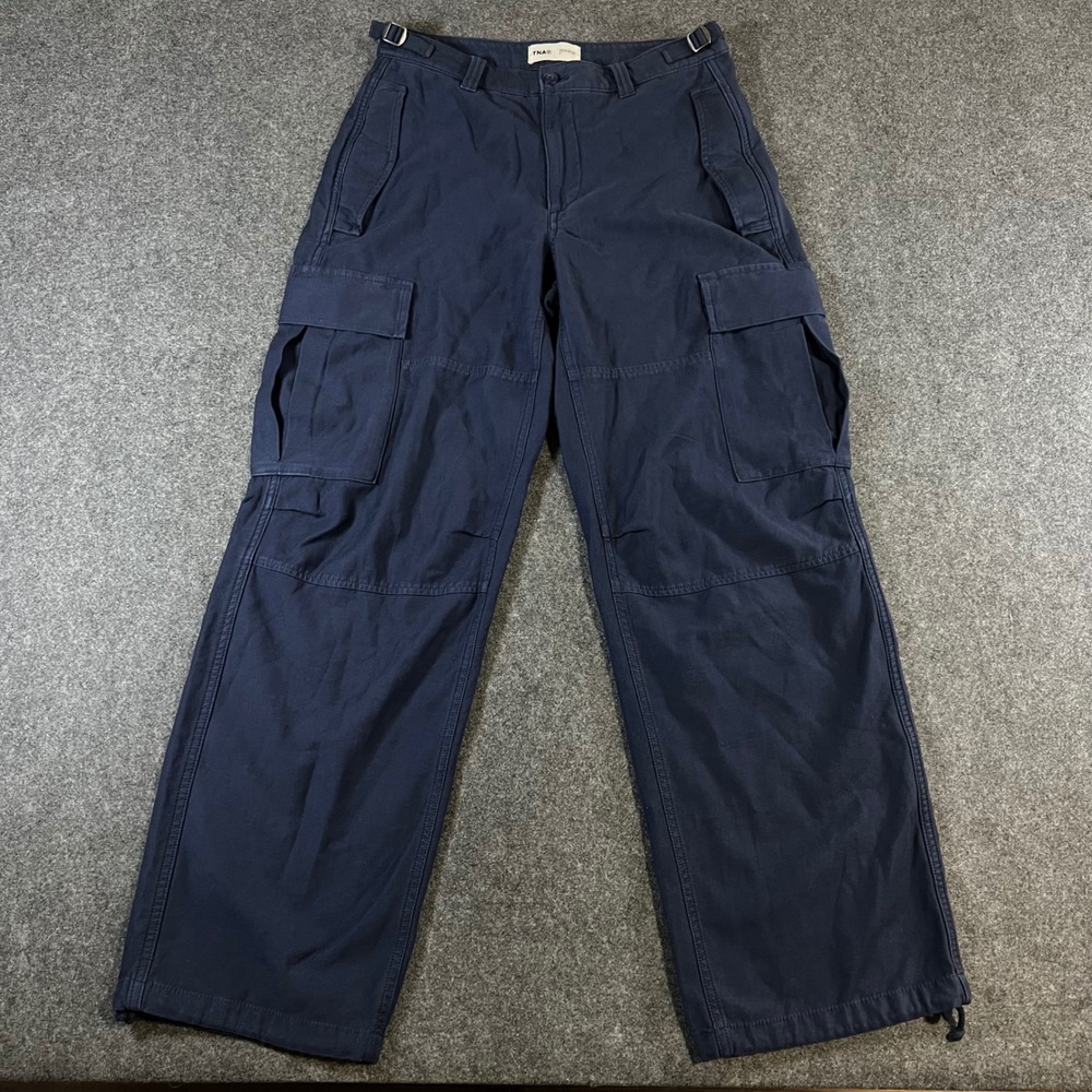 TNA Aritzia Surplus Division Navy Blue Cargo Pants Wide Leg Women Size 4